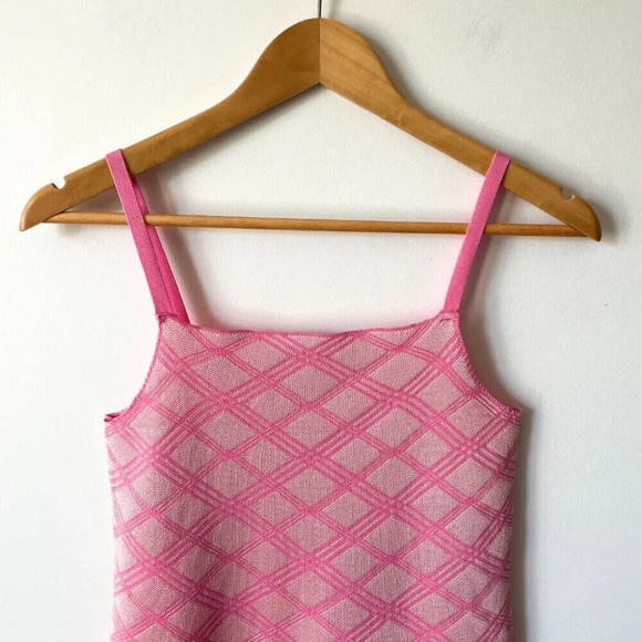 Zara Diamond Pattern Textured Knit Mini Dress NWOT Pink Size Small - Picture 5 of 8